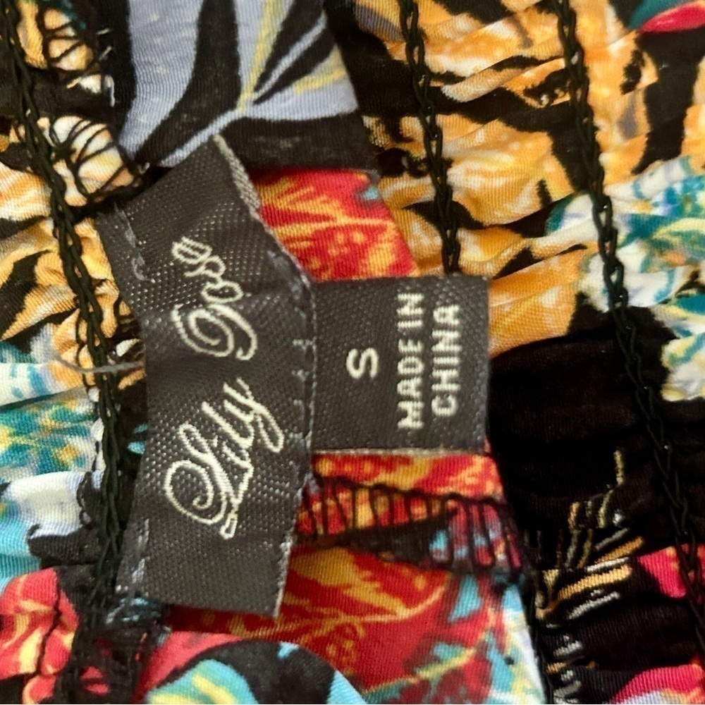 Lily Rose Floral Jungle Beach Pants Wide Leg Womens Size Small Black Blu…‌‌ - Picture 9 of 12